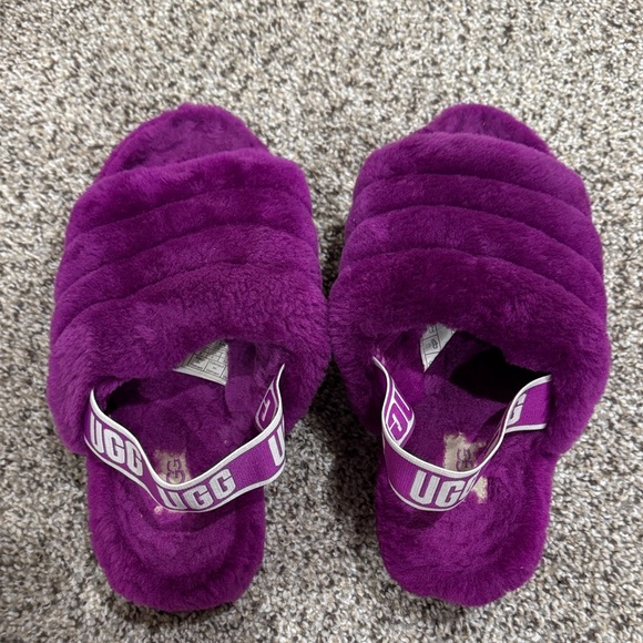 UGG Women's Plush Purple Slippers - Picture 2 of 4